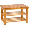 TecTake Scaffale scarpiera a ripiani di legno bambù - modelli differenti - (70x28x45.5cm con banca | No. 401650)