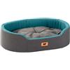 Ferplast Cuccia Cane Interno Dandy - Cuscino Rimovibile, Lavabile, Rivestimento in Cotone con Soffice imbottitura, Lettino per Cani Taglia Media, 80 x 55 x h 18 cm, Ottanio