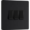 British General BG Evolve - Interruttore triplo per luci a 20 A, 16 Ax, 2 vie, colore: Nero opaco