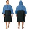 Zingtto Poncho da surf, accappatoio con maniche a 3/4, extra large, spesso, con cappuccio, per uomo e donna, per spiaggia, nuoto, 109,2 x 89,9 cm, nero e blu