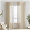 MIULEE Tende Voile Traspiranti Beige per interni, Tende con Passanti Minimaliste a Colori Puri in Finto Lino 2 Pezzi per Soggiorni e Camere da Letto, 140×225cm