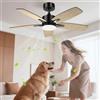 Airwit 106 cm Ventilatore da Soffitto con Luce Doppio Lato Pale, Silenzioso Ventilatore da Soffitto con Telecomando e Reversibile DC Motore, LED Lampada Ventilatore Soffitto per Camera Soggiorno