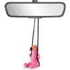 VIPbuy Fenicottero oscillante in legno 100% fatto a mano ornamento da appendere all'auto, intagliato e dipinto a mano