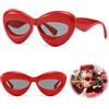 Sunwuun Occhiali da Sole a Forma di Labbra Gonfiabili,Montature Sexy Extra Spesse a Doppio Labbro,Futuristici Carini ed Esagerati Occhiali da Sole da Donna/Uomo,Occhiali da Sole Donna per Feste Rave