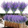 BINYI Mazzo Fiori Finti Artificiali per Cimitero Fiori di Plastica per Cimitero 10 Pz Decorazioni Piante Finte da Interno Esterno Fiori Finti Realistici per Giardino Patio Lavanda Artificiale (Viola)