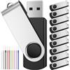 FEBNISCTE Pendrive 2GB Chiavette USB 10 Pezzi Penna USB 2.0 - Pen Drive 2 Giga Pennetta-USB Portatile Memoria-USB con Cordini - FEBNISCTE Perno 2 GB Chiavetta Leggeri Chiavi-USB-Unità Flash Nero