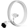 MutecPower 2m Cavo di Prolunga Schuko con spina piatta 90° angolata con Contatto di protezione Prolunga elettrica con contatti di terra fino a 250V 16A IP20 da 2 metri Bianco