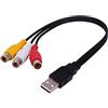 POFET Cavo USB a 3RCA 0.3 m USB Maschio a 3 RCA Femmina Jack Splitter Audio Video AV Composito Cavo Adattatore per TV/PC