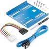 deleyCON Telaio di Montaggio per Dischi Rigidi da 2,5 SSD a 3,5 Adattatore Telaio Rimovibile Staffa di Montaggio Binari Viti Incluse Adattatore di Alimentazione Cavo SATA e Cacciavite - Blu