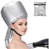 Welltop Casco per asciugatura cuffia asciugacapelli, Welltop cuffia termica per capelliper capelli regolabile a mano libera Utilizzato per asciugatura, acconciatura, arricciatura (Argento)