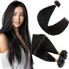 Elailite Extension Capelli Veri Cheratina 100 Ciocche #1B Nero Naturale, 60cm Remy Human Hair Indiani 50g Pre-bonded Keratin Hair
