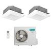 Hisense Climatizzatore Condizionatore Hisense Dual Split a Cassetta 18+18 con 4MW105U4RAA R-32 Wi-Fi Optional 18000+18000 con Telecomando e Pannello Incluso