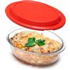 NUTRIUPS Pirofila da Forno in Vetro con Plastica Coperchio, 2,2L 25x19,7x7,5cm Ovale Cocotte da Forno