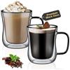 ecooe Tazze in Vetro Nero Uniche - 2x350ml Tazza da Caffè in Doppio Vetro Bicchieri da Caffè a Doppia Parete per Tè, Caffè, Latte,Cappuccino,Regalo di Compleanno per un Amico dei Genitori - 2024 Nuovo