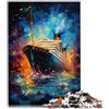AITEXI Puzzle per La psichedelia colorata del Titanic, puzzle da 500 pezzi, puzzle in legno, divertimento per attività a casa, regalo di compleanno, regalo di viaggio, (38 x 52 cm)