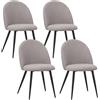 Albatros International Albatros Capo Set di 4 sedie da pranzo con rivestimento in tessuto grigio, design elegante e senza tempo, schienale trapuntato, imbottitura certificata SGS, capacità di carico massima 110 kg