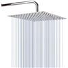 Katezon Soffione Doccia Katezon Rain, Soffione Doccia Quadrato in Acciaio Inox ad Alto Flusso, Rivestimento per Doccia a Cascata, Montaggio a Soffitto o a Parete (Finitura Cromata da 25 cm)