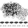 QUARKZMAN 100pz Kit Occhielli in Metallo 2/5 (10mm) ID Occhiello per Teloni Piccolo Rondelle Autoportante con Foro Rondelle per Scarpe Cuoio Perline Nuclei Tela Etichette, Nero