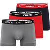 Nike Trunk 3PK, Boxer Everyday Uomo (XL, Grigio - Rosso - Blu)