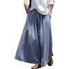 EXPOING Pantaloni in denim a gamba extra larga per le donne jeans lunghi vita elastica con tasche taglie forti casual allentato, Blu, L
