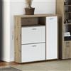 Dmora - Mobile da Ingresso Adriatico, Entratina Appendiabiti, Composizione per atrio, Consolle portaoggetti Multifunzione, 92x27h94 cm, Rovere e Bianco