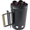 EGLEMTEK Ciminiera Starter Accenditore per Barbecue BBQ A Carbone con Impugnatura in Legno Antiscivolo Accendi Carbonella Bricchetti Diametro 17 Cm E Altezza 27 Cm Capienza 1,5 kg Colore Nero