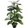 DRW Pianta artificiale Magnolia in PU in verde e bianco 20x20x100 cm
