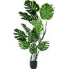 DRW Pianta artificiale monstera in PU in verde 20x20x170 cm