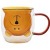 lachineuse - Tazza con orsetto carino, ambra - Bicchiere a doppia parete - Con manico - Capacità 275 ml - Tazza caffè, tè, cioccolata calda, cappuccino - Tazza decorativa giapponese - Idea regalo