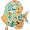 DRW Statuetta portacandele di un pesce di ferro in blu e arancione 86x21x87 cm