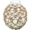 DRW Vaso di vetro con corda in trasparente e naturale 21x21x23 cm