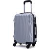 R.Leone Valigia EasyJet 45x36x20 cm Trolley Bagaglio a mano in ABS 4 Ruote (Argento, 3037 Valigia 50x35x20 cm)