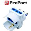 ProPart Adattatore 3pos bipasso/schuko spina16A polybag ProPart PES1042-WP
