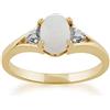 Gemondo Anello in oro giallo 9 kt con opale e diamante da 0,42 ct, Oro Diamante, Opale