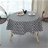Surwin Tovaglia Rotonda Antimacchia Cotone e Lino Tavolo Circolare Copertura Antipolvere Lavabile Tovaglia Tonda per Buffet, Matrimonio, Ristorante, Festaa (Triangolo Nero,Diametro 150cm)