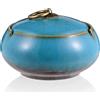 AF-WAN Posacenere in ceramica retrò, con coperchio, per esterni, semplice posacenere per la casa e l'ufficio (11 x 7,2 cm) (blu)