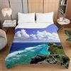 Surwin Trapuntino Copriletto Trapuntato Primaverile Estivo,Stile Moderno,Trapuntino in Morbida Microfibra con Stampa Spiaggia 3D Coperta Letto Singolo Matrimoniale (Costa,230x280cm)