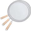 RICHDMI 3 Pezzi Paraspruzzi in Acciaio Inox, Coperchio Paraschizzi da Cucina, 100% Acciaio, con Manico in Legno, 3 Paraspruzzi di Diversa Misura 25cm-29cm-33cm Adattano alle Pentole/Padelle