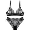 Awake Lingerie Cassie Chic Bralette Set - Reggiseno Triangolo in Pizzo e Mutandine Biancheria Intima Confortevole Sexy Intimo Donna (Black, M)