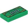Lego 10 x Tile 1 x 2 with 100 Dollar Bill Money Pattern Green