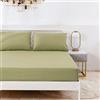 Jemiipee Lenzuola con Angoli in Tinta Unita, Letto Francese 140x200 cm - Lenzuola Sotto con Angoli Transpirante e Lavabile in Microfibra Morbida, Verde Chiaro