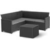 KETER EMMA CORNER 5 SEATER CON CUSCINI - DIVANO ANGOLARE 172X172X74H TAVOLINO CONTENITORE 55,5X55,5X42H - FLAT WICKER 7 MM - GRAFITE