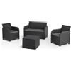 KETER ROSALIE LOUNGE SET con cuscini Poltrone 65x63x74h Divano 113x65x74h Tavolino contenitore 55,5x55,5x42h Grafite