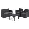 KETER MARIE LOUNGE SET con cuscini Poltrone 65x63x74h Divano 113x65x74h Tavolino aperto 58,5x58,5x43h Grafite