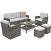 Mobile da giardino Monaco Coffee 5 + 2 pouf Garden Point grigio