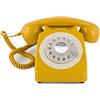 GPO 746 Rotary Telefono Fisso Retro anni '70, Telefono Classico con Interruttore per Suoneria, Cavo Arricciato, Suoneria a Campanello Originale, per Casa e Hotel, Giallo Mostarda