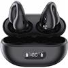 FAYAZ Cuffie a conduzione ossea, senza fili con cavo osseo, Bone Conduction Wireless Bluetooth 5.3, clip On Ear, corsa, allenamento, qualità HiFi, lunga durata della batteria (nero)