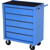 HOMCOM Carrello da Officina a 5 Cassetti con Ruote in Metallo Blu, 67.5x 33 x 77cm
