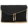 FashionPuzzle Pochette a tracolla con cinturino a catena, nero, taglia unica, Nero, Taglia unica