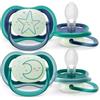 Avent Succhietto Ultra Air Night Time 6-18 Mesi Stella Luna 2 Pezzi